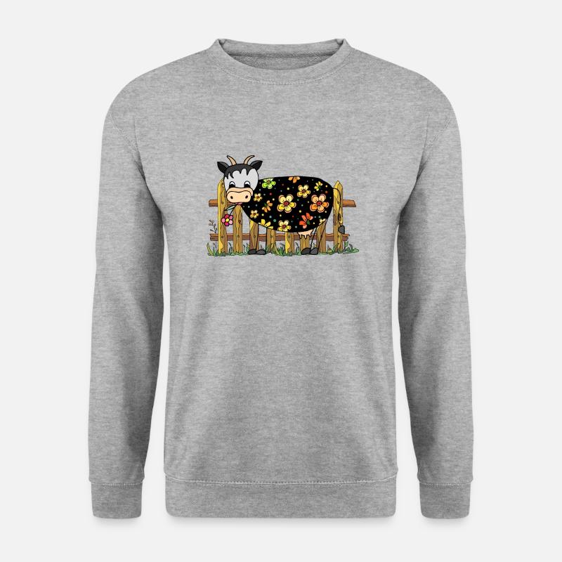 Kuh - Unisex Pullover - Weißgrau meliert
