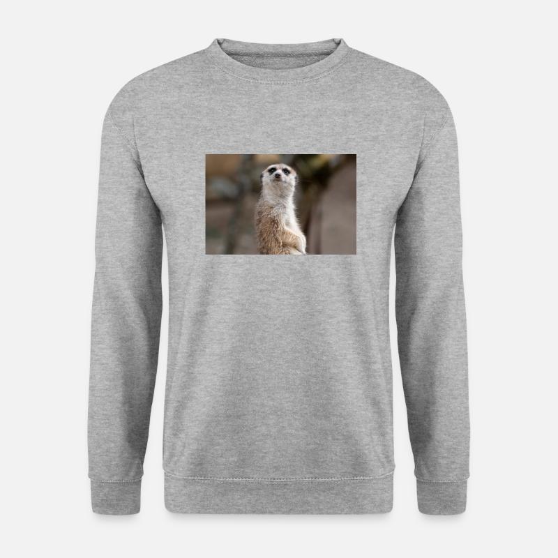 Erdmännchen Suricata suricatta - Unisex Pullover - Weißgrau meliert