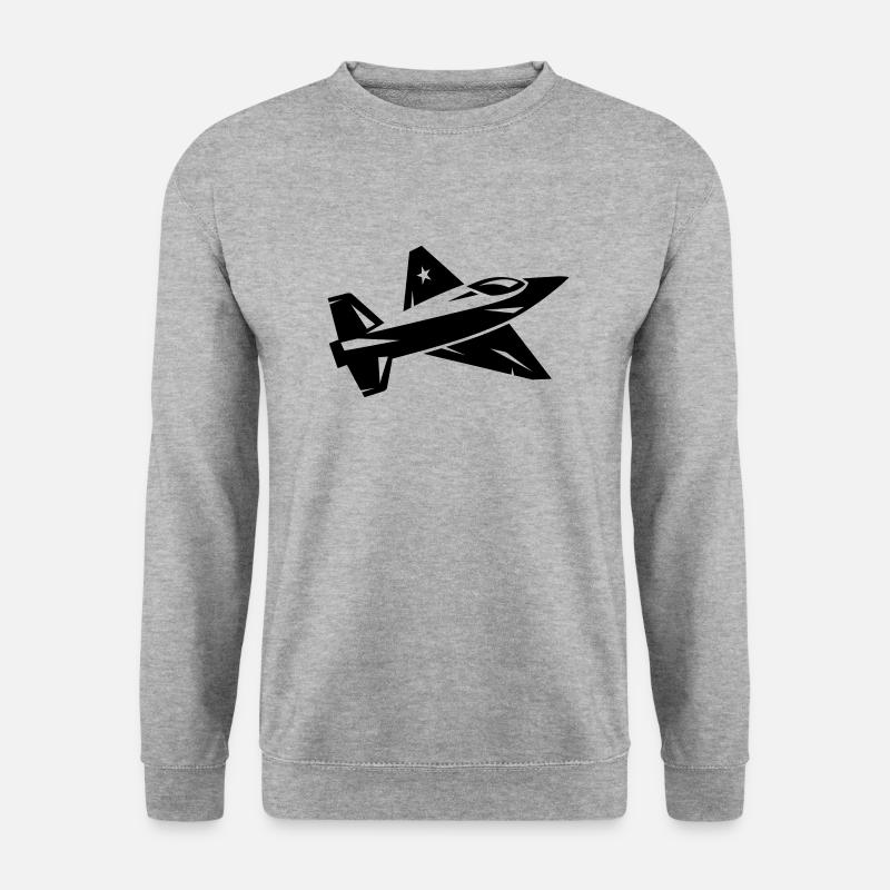 Kampfflugzeug - Unisex Pullover - Weißgrau meliert