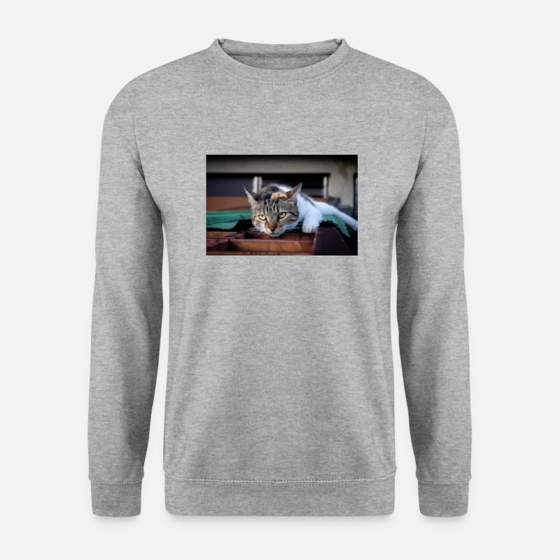 Die Katze - Unisex Pullover - Weißgrau meliert