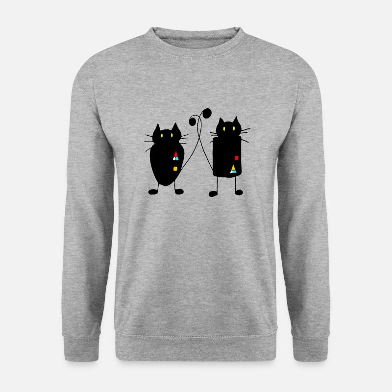 Katzen - Unisex Pullover - Weißgrau meliert