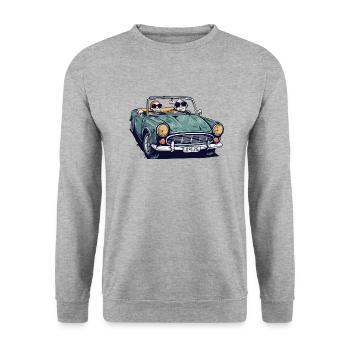Denise and roger in a convertible - Unisex Sweatshirt - salt & pepper - Front - Alina (178cm) & Michal (187cm)