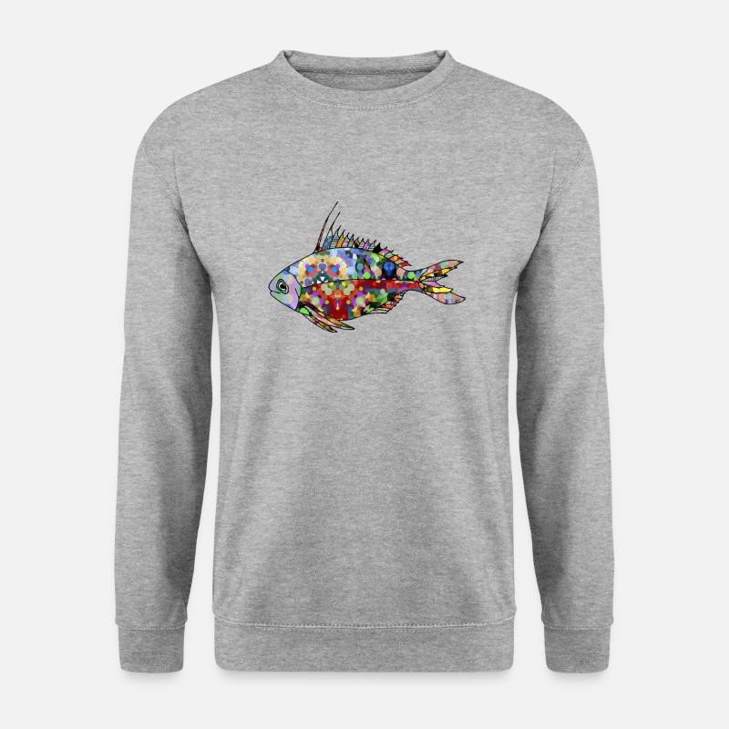 Fisch - Unisex Pullover - Weißgrau meliert