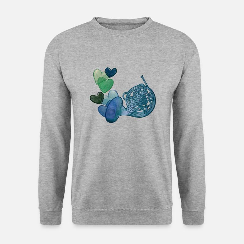 Blaues Waldhorn - Unisex Pullover - Weißgrau meliert