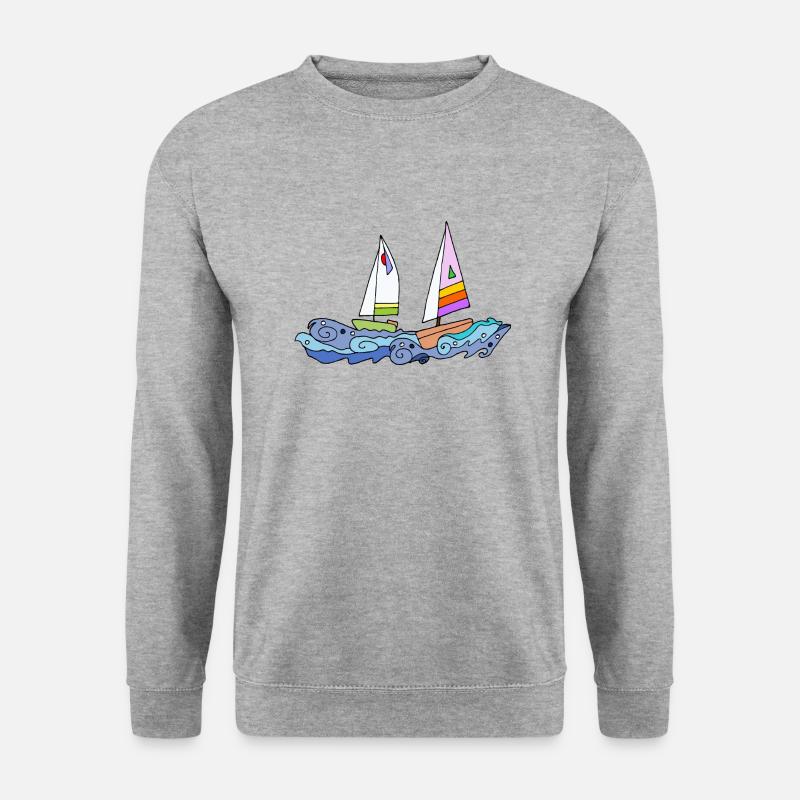 Segelboote - Unisex Pullover - Weißgrau meliert