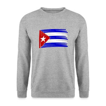 Kuba Flag Flagge painted gemalt Latino - Unisex Pullover - Weißgrau meliert - Vorne - Alina (178cm) & Michal (187cm)
