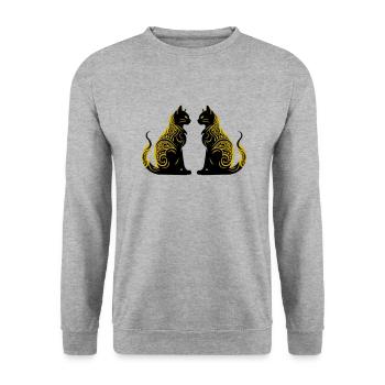 cats - Unisex Pullover - Weißgrau meliert - Vorne - Alina (178cm) & Michal (187cm)