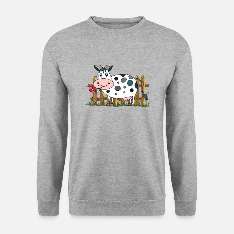 Kuh - Unisex Pullover - Weißgrau meliert