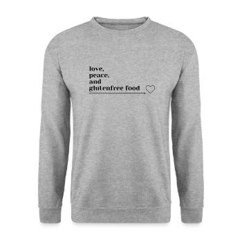 love, peace and glutenfree food - Unisex Pullover - Weißgrau meliert - Vorne - Alina (178cm) & Michal (187cm)