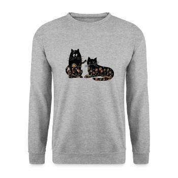 Katzen - Unisex Pullover - Weißgrau meliert - Vorne - Alina (178cm) & Michal (187cm)