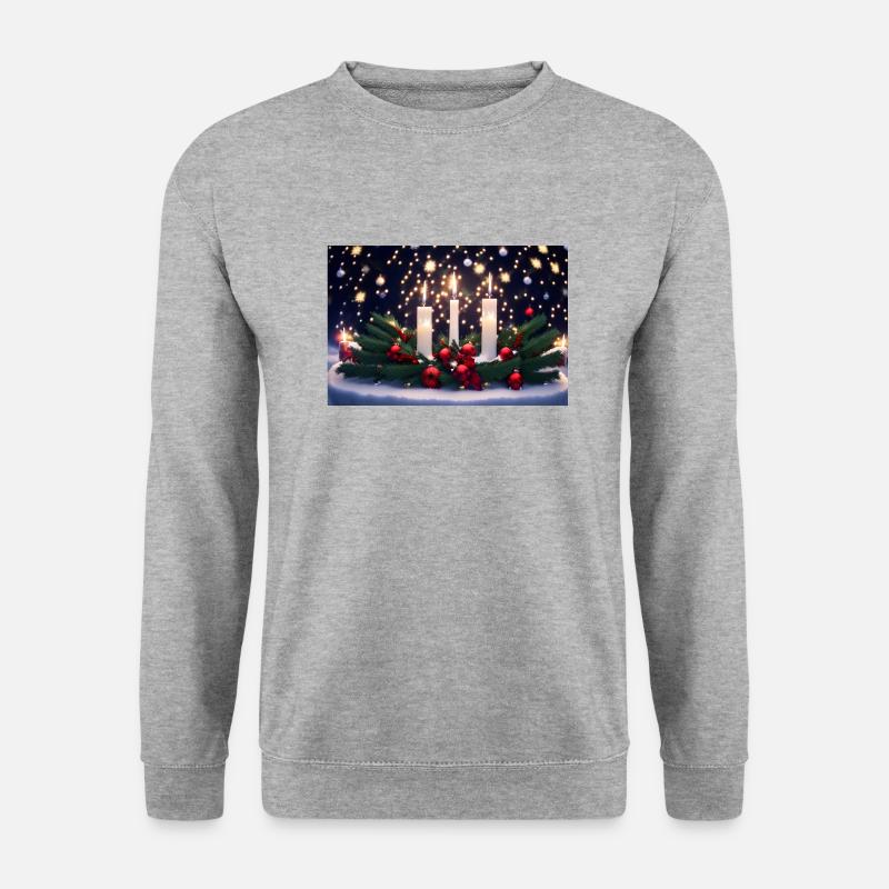 Adventskranz - Unisex Pullover - Weißgrau meliert