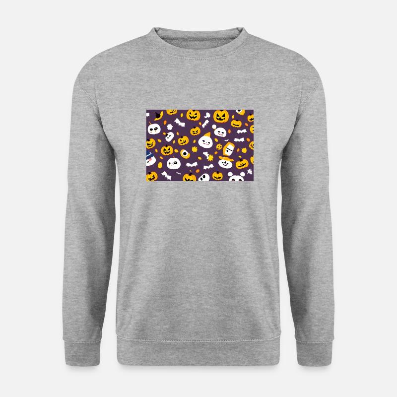 Halloween-Kürbis - Unisex Pullover - Weißgrau meliert