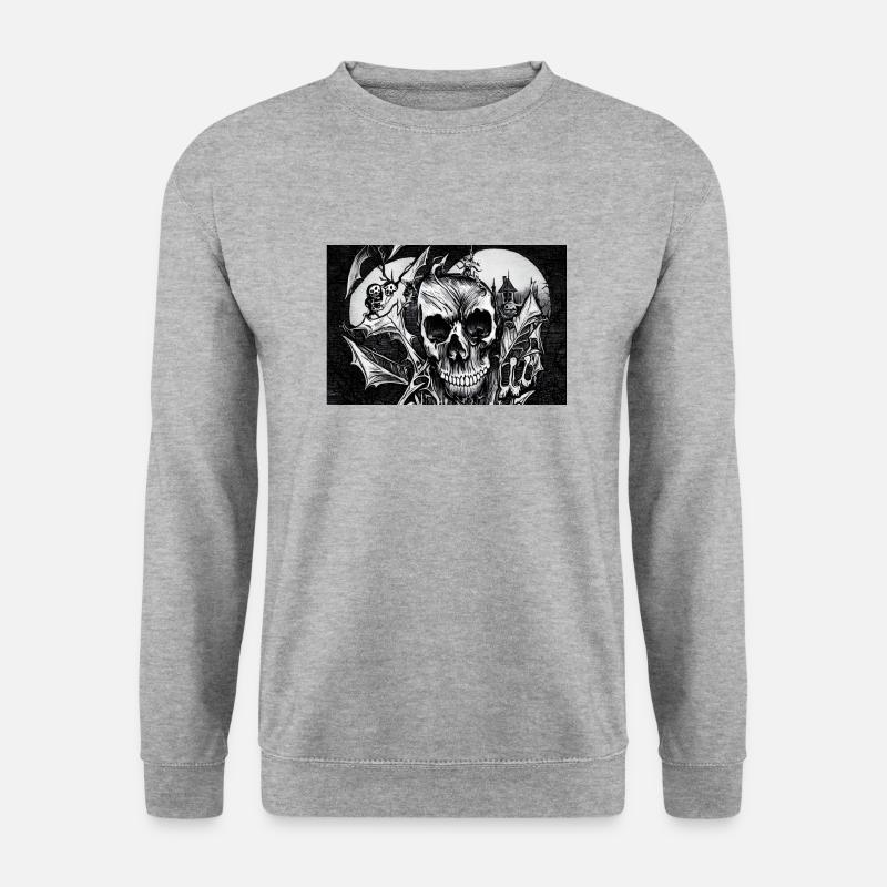 Halloween-Totenkopf - Unisex Pullover - Weißgrau meliert
