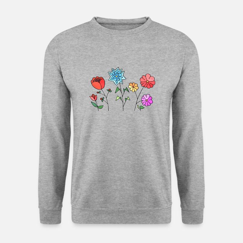 Blumen - Unisex Pullover - Weißgrau meliert