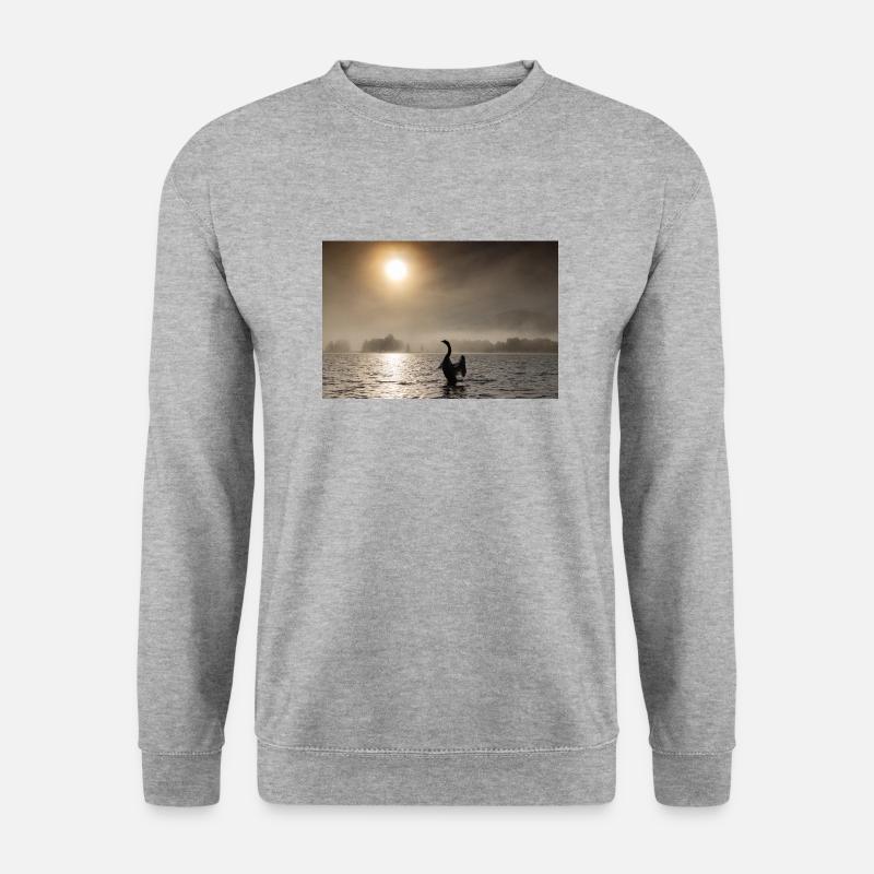 Schwan im Gegenlicht - Unisex Pullover - Weißgrau meliert