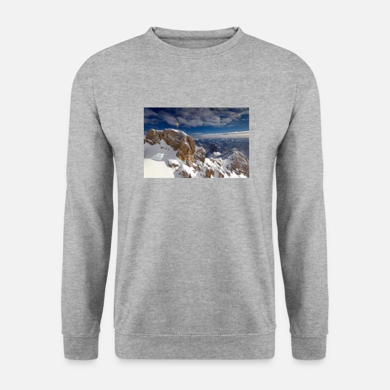 Zugspitze Gipfelkreuz - Unisex Pullover - Weißgrau meliert
