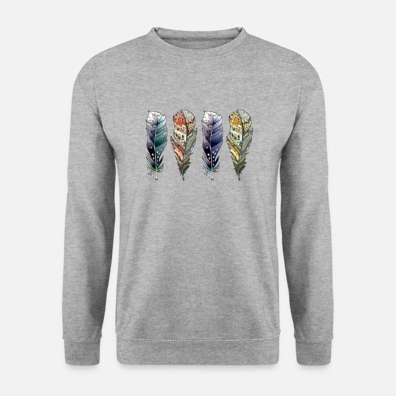 Feder - Unisex Pullover - Weißgrau meliert