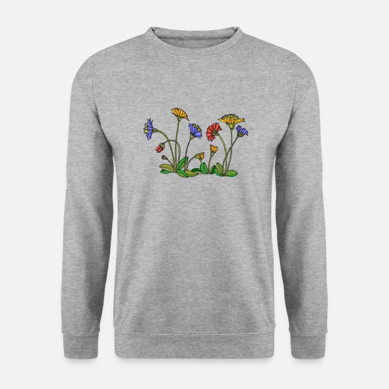 Blumen - Unisex Pullover - Weißgrau meliert