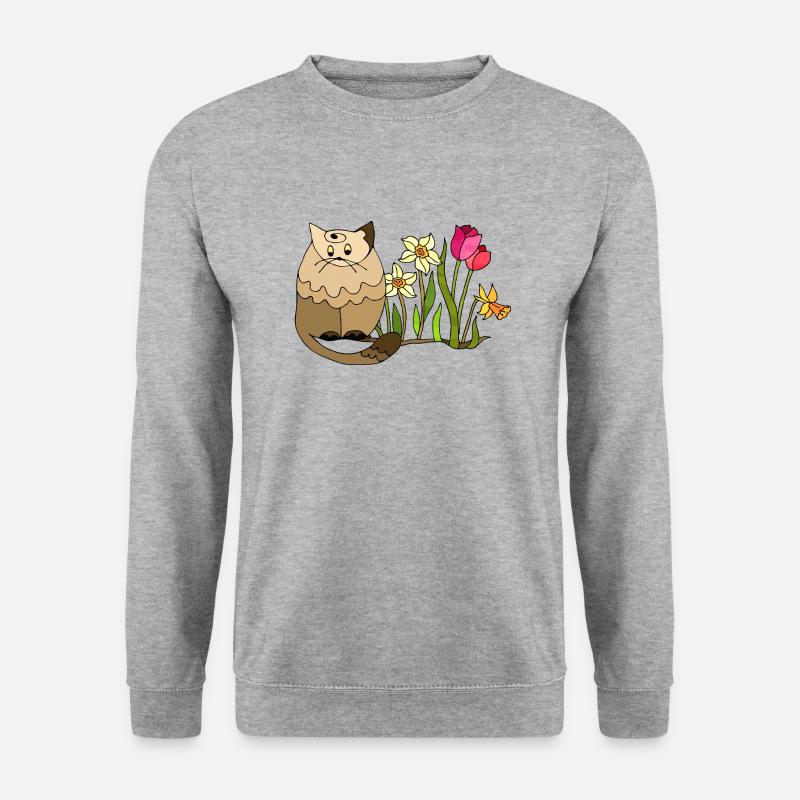 Katze - Unisex Pullover - Weißgrau meliert