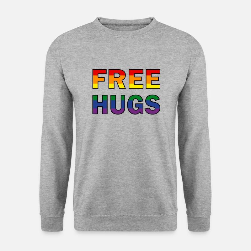 Free Hugs Regenbogenfahne - Unisex Pullover - Weißgrau meliert