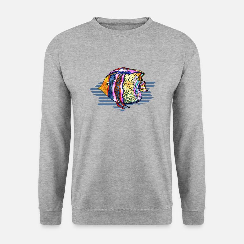 Fisch - Unisex Pullover - Weißgrau meliert