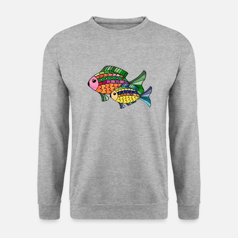 Fische - Unisex Pullover - Weißgrau meliert