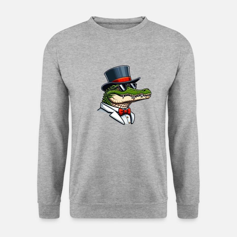 Herr Krokodil - Unisex Pullover - Weißgrau meliert