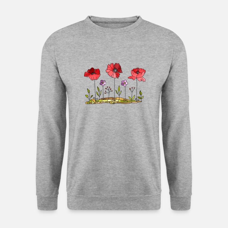 Blumen - Unisex Pullover - Weißgrau meliert