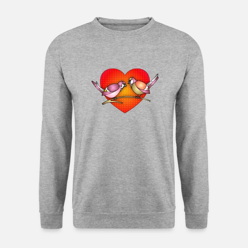 Bunte Vögel - Unisex Pullover - Weißgrau meliert