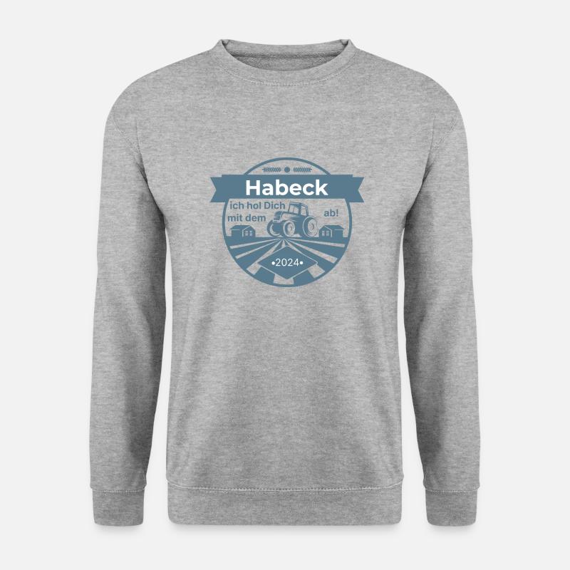 Habeck Ich hol Dich mit dem Traktor ab - Unisex Pullover - Weißgrau meliert