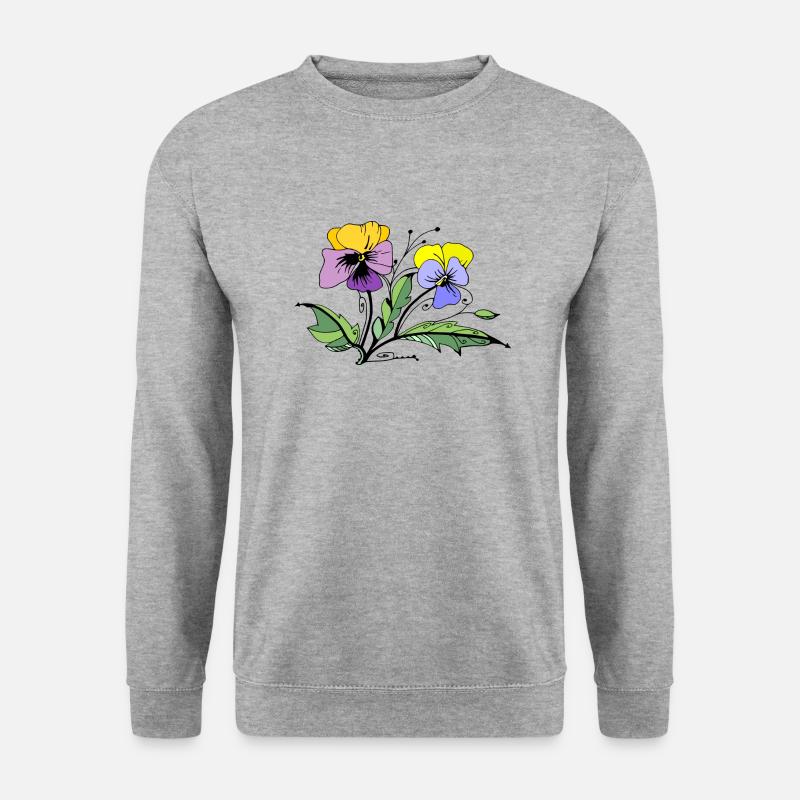 Blumen - Unisex Pullover - Weißgrau meliert