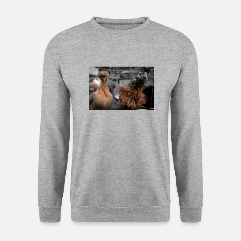 Crazy Chicken - Unisex Pullover - Weißgrau meliert