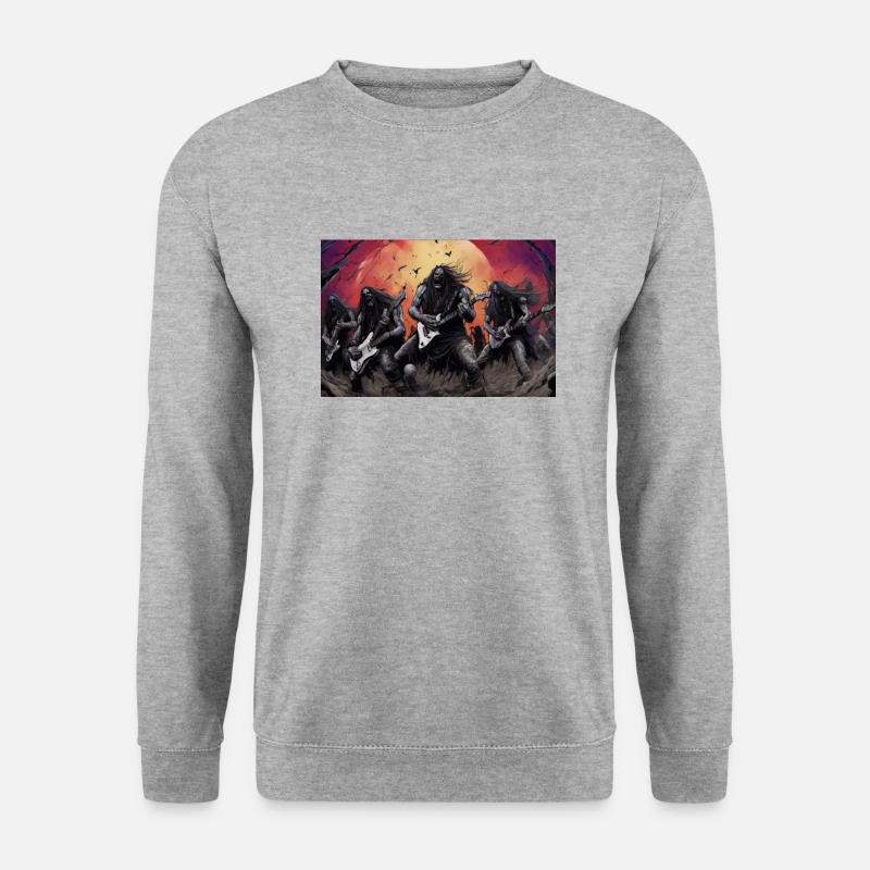 Heavy Metal Monster - Unisex Pullover - Weißgrau meliert