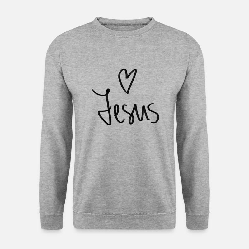 Jesus Herz - Unisex Pullover - Weißgrau meliert