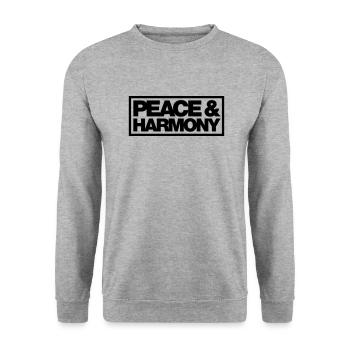 Typo Peace Harmony Kontur 1C - Unisex Pullover - Weißgrau meliert - Vorne - Alina (178cm) & Michal (187cm)