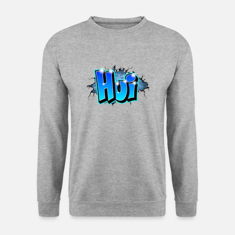 Graffiti HUI bedruckbar auf jedem Medium - Unisex Pullover - Weißgrau meliert