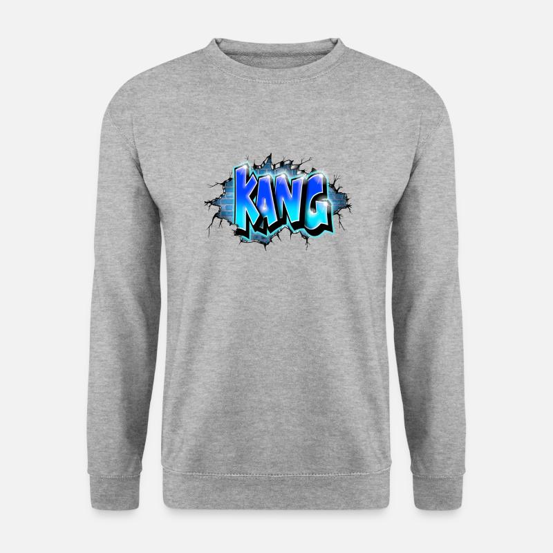 KANG GRAFFITI NAME PRINT Blau - Unisex Pullover - Weißgrau meliert