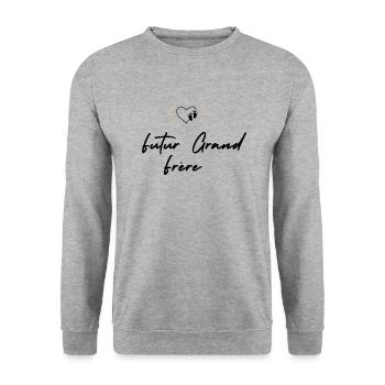 Futur grand frère - annonce futur grand frère - Sweat-shirt Unisexe - gris chiné - Devant - Alina (178cm) & Michal (187cm)