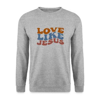 Love Like Jesus - Unisex Pullover - Weißgrau meliert - Vorne - Alina (178cm) & Michal (187cm)