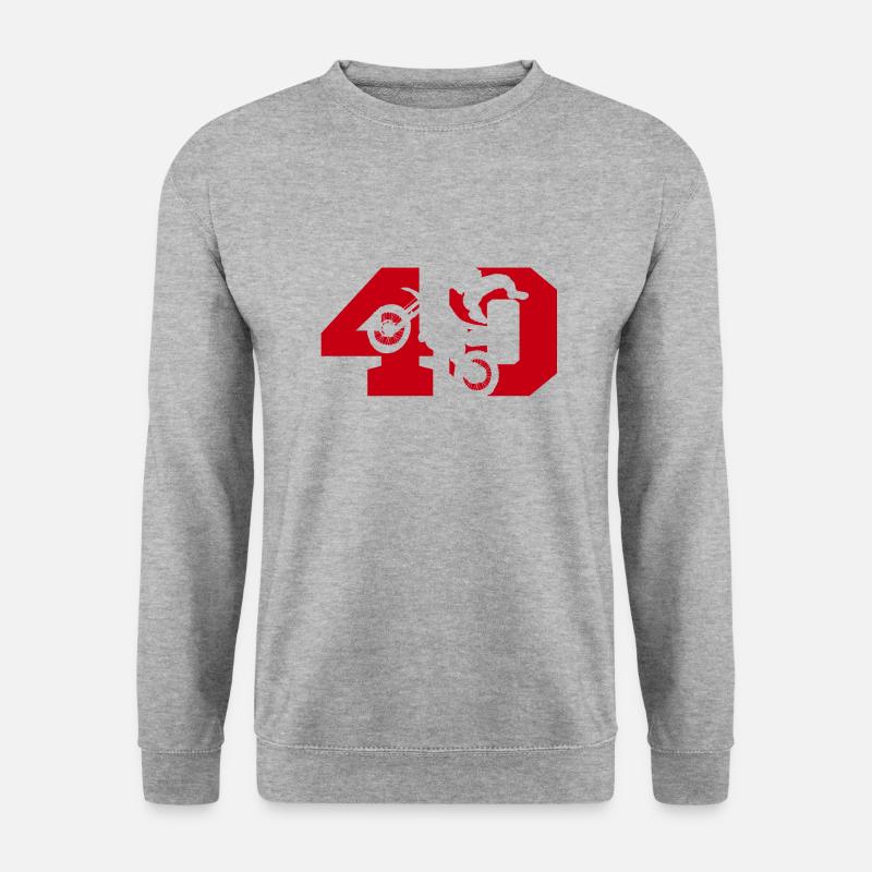 Moto 40 Biker - Unisex Pullover - Weißgrau meliert