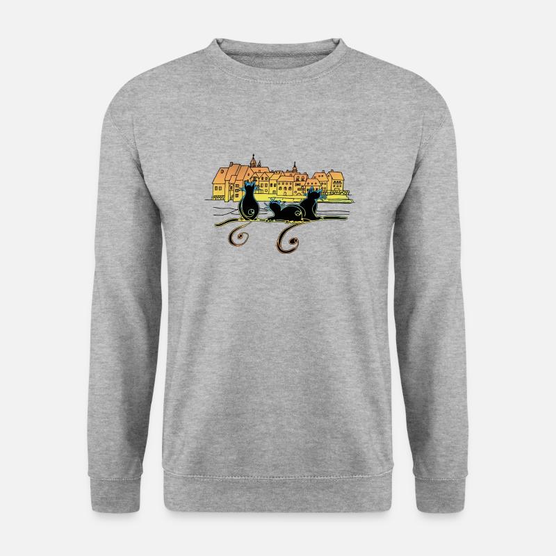Katzen - Unisex Pullover - Weißgrau meliert
