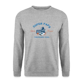 Super Opa immer cool - Opa Geschenkidee - Unisex Pullover - Weißgrau meliert - Vorne - Alina (178cm) & Michal (187cm)