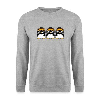 Pinguin DJ Girl Frauen Kopfhörer Sonnenbrille Team - Unisex Pullover - Weißgrau meliert - Vorne - Alina (178cm) & Michal (187cm)