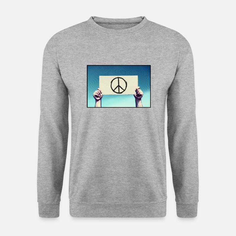Zeichen - Peace-Zeichen - Unisex Pullover - Weißgrau meliert