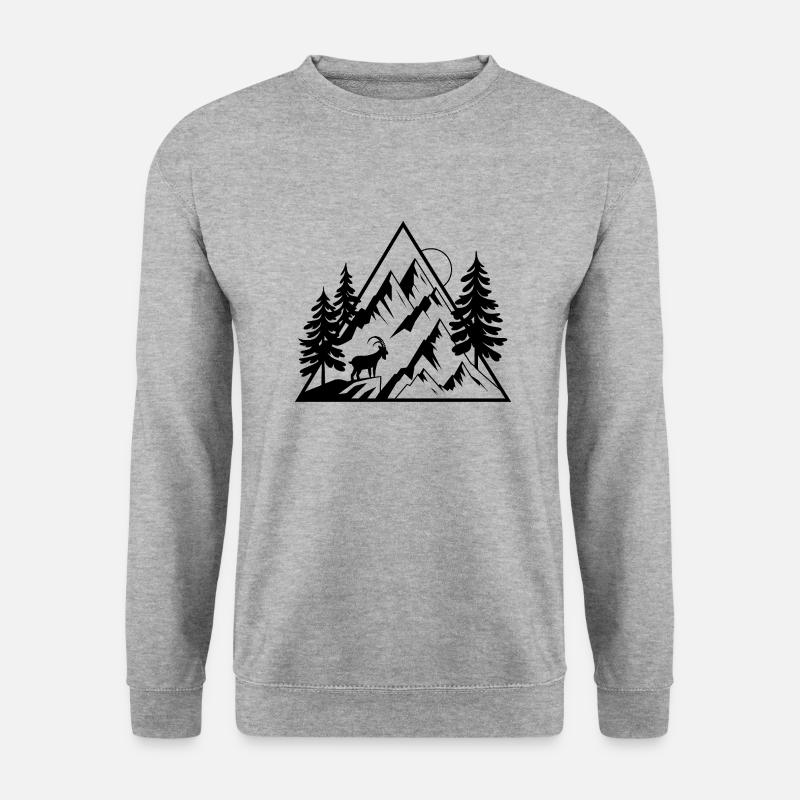 Alpen Berge Steinbock - Unisex Pullover - Weißgrau meliert