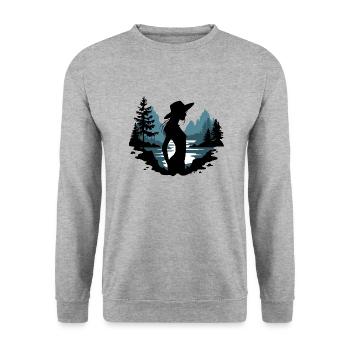 Silhouette of a Woman in Nature - Unisex Sweatshirt - salt & pepper - Front - Alina (178cm) & Michal (187cm)