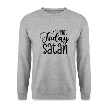 Nicht heute Satan - Unisex Pullover - Weißgrau meliert - Vorne - Alina (178cm) & Michal (187cm)