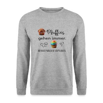 Muffin Cupcake sw - Unisex Pullover - Weißgrau meliert - Vorne - Alina (178cm) & Michal (187cm)