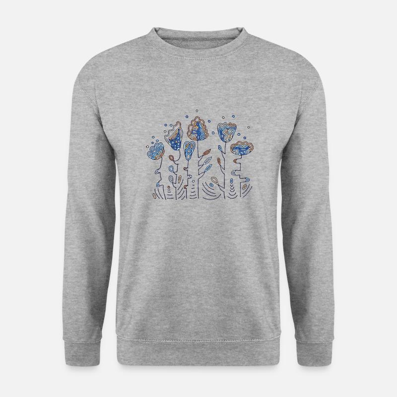 Blumen - Unisex Pullover - Weißgrau meliert