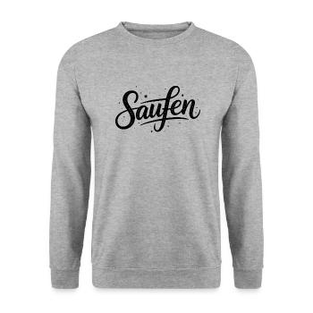 Saufen - Deutsche Bier Memes - Unisex Pullover - Weißgrau meliert - Vorne - Alina (178cm) & Michal (187cm)